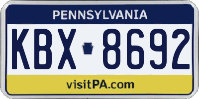 PA license plate KBX8692