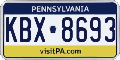 PA license plate KBX8693