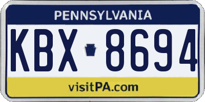 PA license plate KBX8694