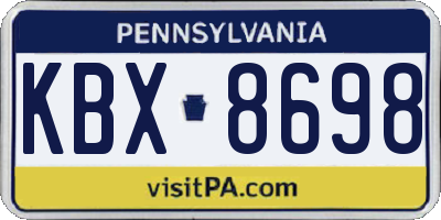PA license plate KBX8698