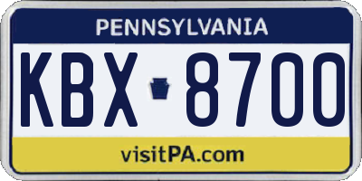 PA license plate KBX8700