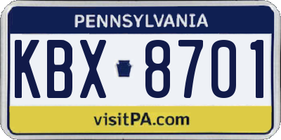 PA license plate KBX8701