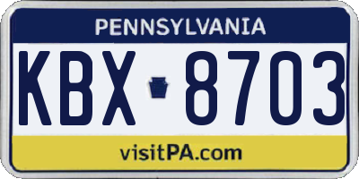 PA license plate KBX8703