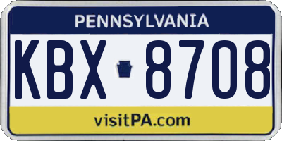 PA license plate KBX8708