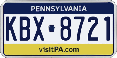 PA license plate KBX8721