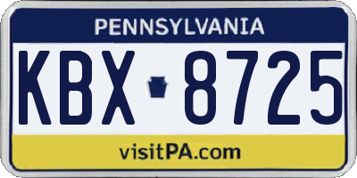 PA license plate KBX8725