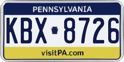 PA license plate KBX8726