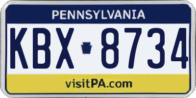 PA license plate KBX8734