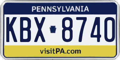 PA license plate KBX8740