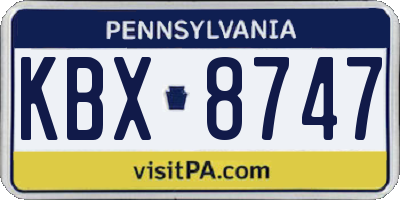 PA license plate KBX8747