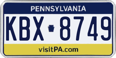 PA license plate KBX8749