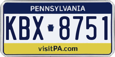 PA license plate KBX8751