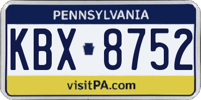 PA license plate KBX8752