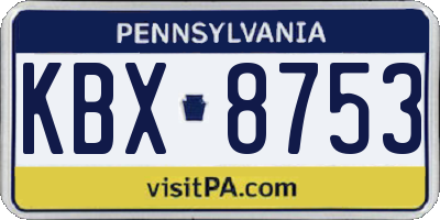 PA license plate KBX8753