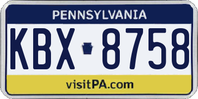 PA license plate KBX8758