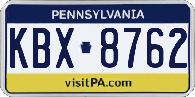 PA license plate KBX8762