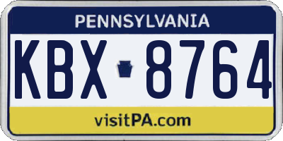 PA license plate KBX8764