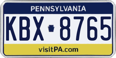 PA license plate KBX8765