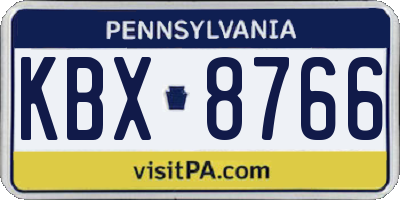 PA license plate KBX8766