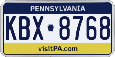 PA license plate KBX8768