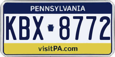 PA license plate KBX8772