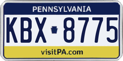 PA license plate KBX8775