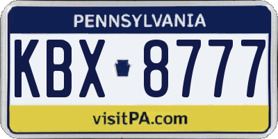 PA license plate KBX8777
