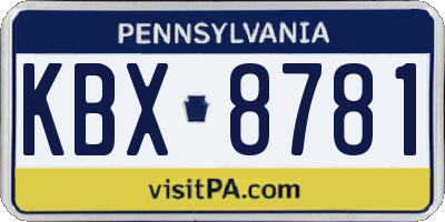PA license plate KBX8781