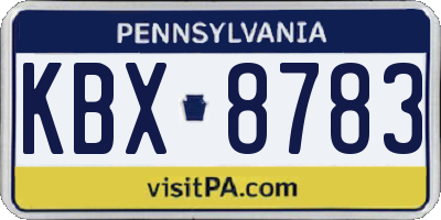 PA license plate KBX8783