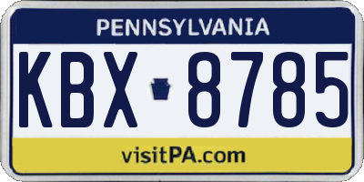 PA license plate KBX8785