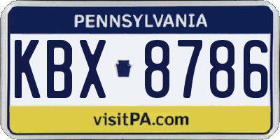 PA license plate KBX8786