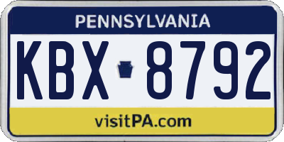 PA license plate KBX8792