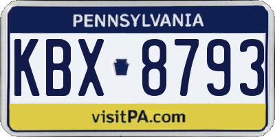 PA license plate KBX8793