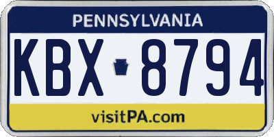 PA license plate KBX8794