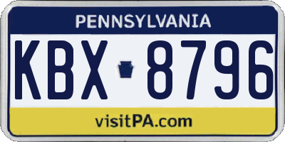 PA license plate KBX8796