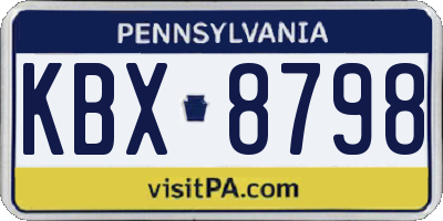 PA license plate KBX8798