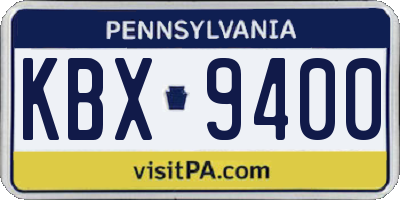PA license plate KBX9400