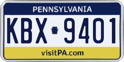 PA license plate KBX9401