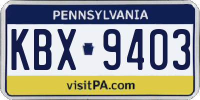 PA license plate KBX9403