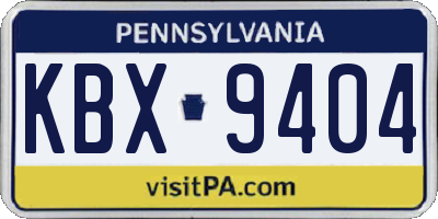PA license plate KBX9404