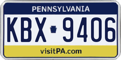 PA license plate KBX9406