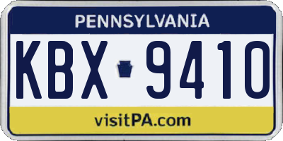 PA license plate KBX9410