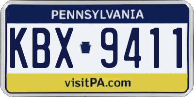 PA license plate KBX9411