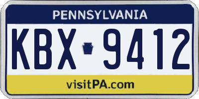 PA license plate KBX9412