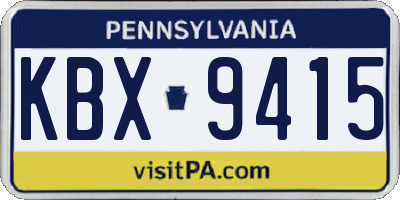 PA license plate KBX9415