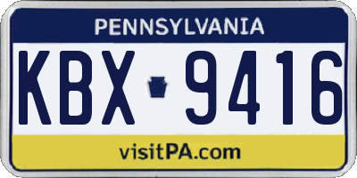 PA license plate KBX9416