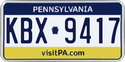 PA license plate KBX9417