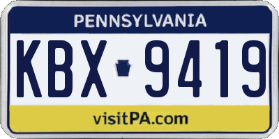 PA license plate KBX9419