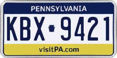 PA license plate KBX9421