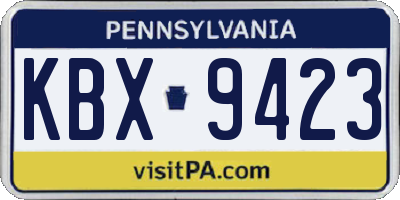 PA license plate KBX9423